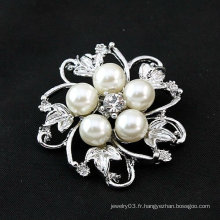 Hot Sale Broche fleur Broche perle de perles avec alliage de zinc BH01